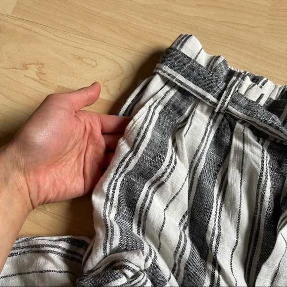 Urbanology Luxury Linen Collection Stripes Pants Straight Leg Belt Pocket Small - Picture 6 of 8